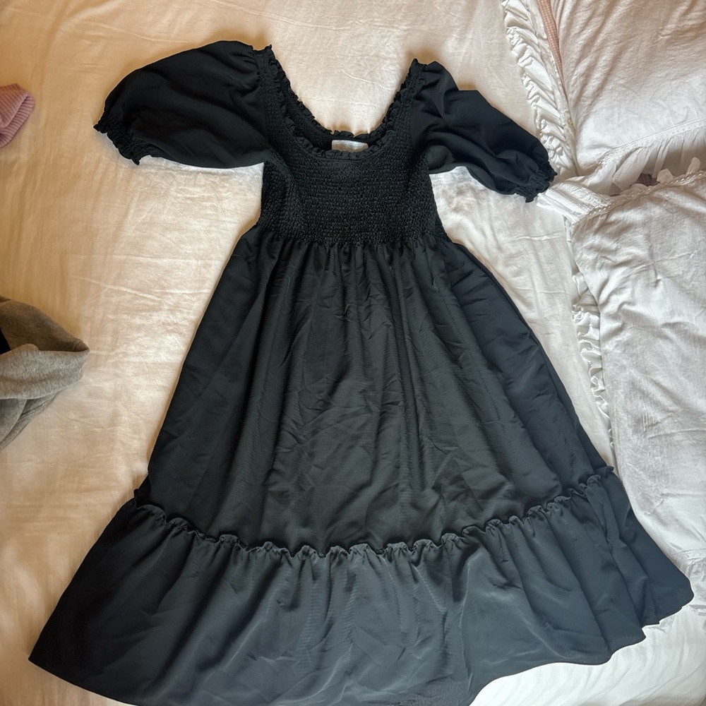 Hill House Black Ruffled Nap Dress
